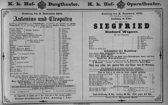 Theaterzettel (Oper und Burgtheater in Wien) 18781109 Seite: 1