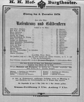 Theaterzettel (Oper und Burgtheater in Wien) 18781203 Seite: 1