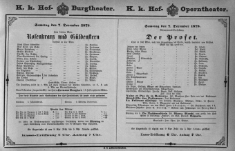 Theaterzettel (Oper und Burgtheater in Wien) 18781207 Seite: 1