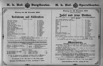 Theaterzettel (Oper und Burgtheater in Wien) 18781210 Seite: 1