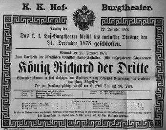 Theaterzettel (Oper und Burgtheater in Wien) 18781222 Seite: 1