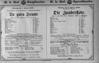 Theaterzettel (Oper und Burgtheater in Wien) 18790105 Seite: 1