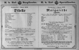 Theaterzettel (Oper und Burgtheater in Wien) 18790107 Seite: 1
