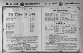 Theaterzettel (Oper und Burgtheater in Wien) 18790109 Seite: 1
