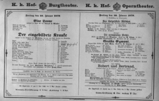 Theaterzettel (Oper und Burgtheater in Wien) 18790110 Seite: 1