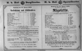 Theaterzettel (Oper und Burgtheater in Wien) 18790111 Seite: 1