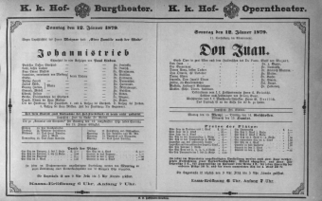 Theaterzettel (Oper und Burgtheater in Wien) 18790112 Seite: 1