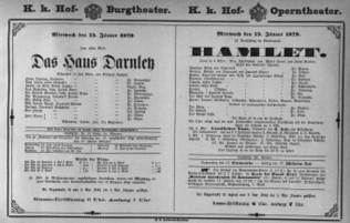 Theaterzettel (Oper und Burgtheater in Wien) 18790115 Seite: 1