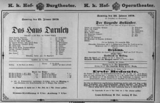 Theaterzettel (Oper und Burgtheater in Wien) 18790125 Seite: 1
