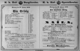 Theaterzettel (Oper und Burgtheater in Wien) 18790127 Seite: 1
