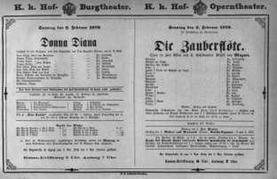Theaterzettel (Oper und Burgtheater in Wien) 18790202 Seite: 1