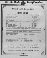 Theaterzettel (Oper und Burgtheater in Wien) 18790212 Seite: 1