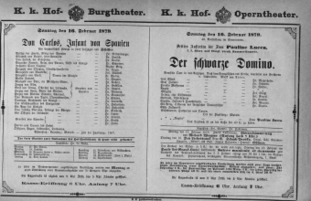 Theaterzettel (Oper und Burgtheater in Wien) 18790216 Seite: 1