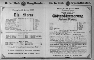 Theaterzettel (Oper und Burgtheater in Wien) 18790217 Seite: 1
