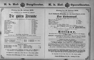 Theaterzettel (Oper und Burgtheater in Wien) 18790218 Seite: 1