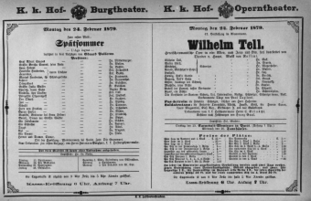 Theaterzettel (Oper und Burgtheater in Wien) 18790224 Seite: 1