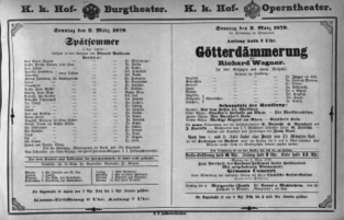 Theaterzettel (Oper und Burgtheater in Wien) 18790302 Seite: 1