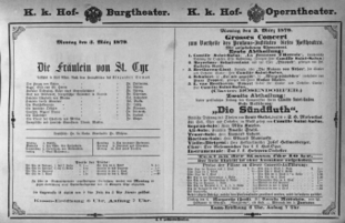 Theaterzettel (Oper und Burgtheater in Wien) 18790303 Seite: 1