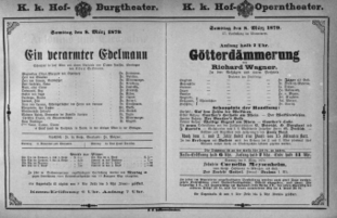 Theaterzettel (Oper und Burgtheater in Wien) 18790308 Seite: 1