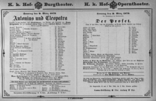 Theaterzettel (Oper und Burgtheater in Wien) 18790309 Seite: 1