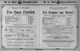 Theaterzettel (Oper und Burgtheater in Wien) 18790310 Seite: 1