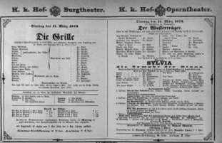 Theaterzettel (Oper und Burgtheater in Wien) 18790311 Seite: 1