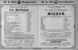 Theaterzettel (Oper und Burgtheater in Wien) 18790316 Seite: 1