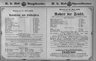 Theaterzettel (Oper und Burgtheater in Wien) 18790317 Seite: 1