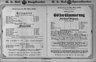 Theaterzettel (Oper und Burgtheater in Wien) 18790320 Seite: 1