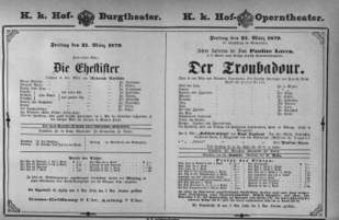 Theaterzettel (Oper und Burgtheater in Wien) 18790321 Seite: 1
