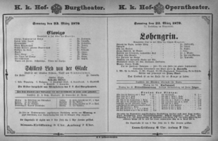 Theaterzettel (Oper und Burgtheater in Wien) 18790323 Seite: 1