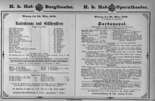 Theaterzettel (Oper und Burgtheater in Wien) 18790324 Seite: 1