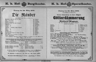 Theaterzettel (Oper und Burgtheater in Wien) 18790325 Seite: 1