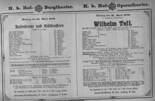 Theaterzettel (Oper und Burgtheater in Wien) 18790421 Seite: 1