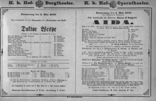 Theaterzettel (Oper und Burgtheater in Wien) 18790501 Seite: 1