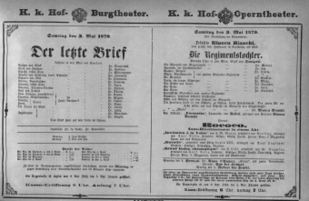 Theaterzettel (Oper und Burgtheater in Wien) 18790503 Seite: 1