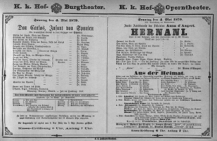 Theaterzettel (Oper und Burgtheater in Wien) 18790504 Seite: 1
