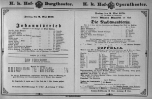 Theaterzettel (Oper und Burgtheater in Wien) 18790509 Seite: 1
