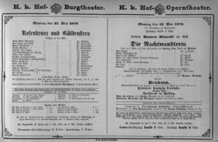 Theaterzettel (Oper und Burgtheater in Wien) 18790512 Seite: 1
