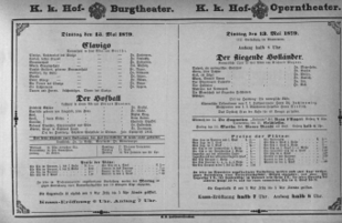 Theaterzettel (Oper und Burgtheater in Wien) 18790513 Seite: 1