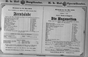 Theaterzettel (Oper und Burgtheater in Wien) 18790514 Seite: 1
