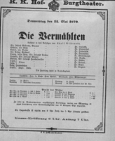 Theaterzettel (Oper und Burgtheater in Wien) 18790515 Seite: 1