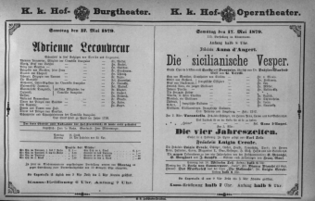 Theaterzettel (Oper und Burgtheater in Wien) 18790517 Seite: 1