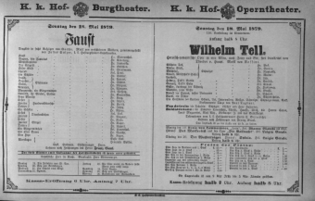 Theaterzettel (Oper und Burgtheater in Wien) 18790518 Seite: 1