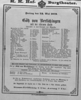 Theaterzettel (Oper und Burgtheater in Wien) 18790523 Seite: 1