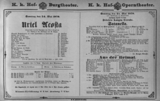 Theaterzettel (Oper und Burgtheater in Wien) 18790524 Seite: 1