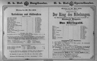 Theaterzettel (Oper und Burgtheater in Wien) 18790526 Seite: 1