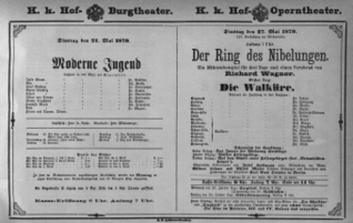 Theaterzettel (Oper und Burgtheater in Wien) 18790527 Seite: 1