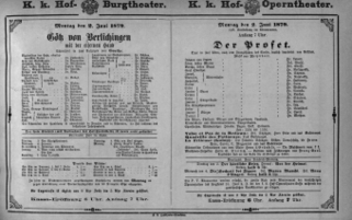 Theaterzettel (Oper und Burgtheater in Wien) 18790602 Seite: 1