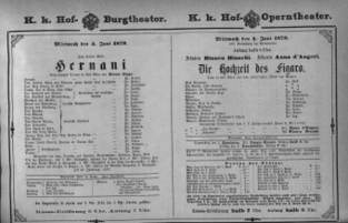 Theaterzettel (Oper und Burgtheater in Wien) 18790604 Seite: 1